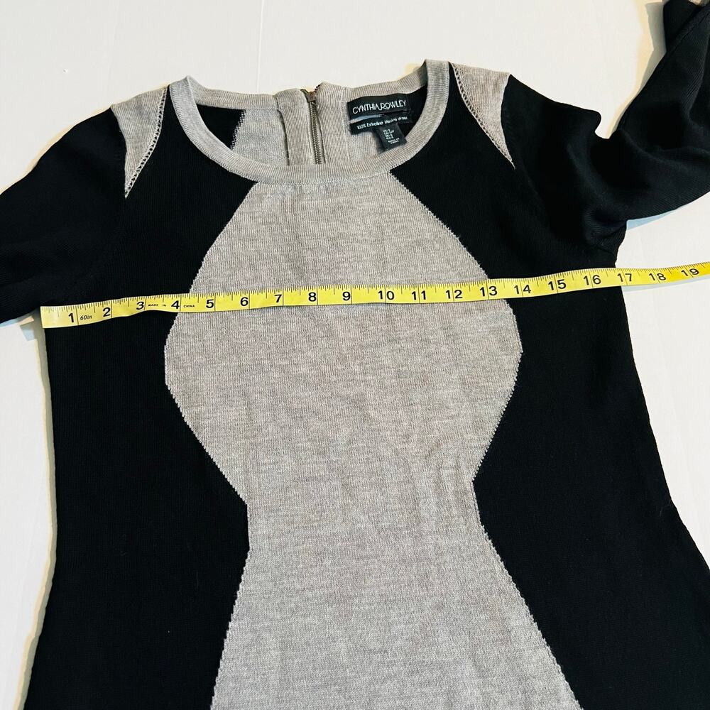 Cynthia Rowley Extra Fine Merino Wool Color Block Dress Size S Small Black Gray - Picture 5 of 7